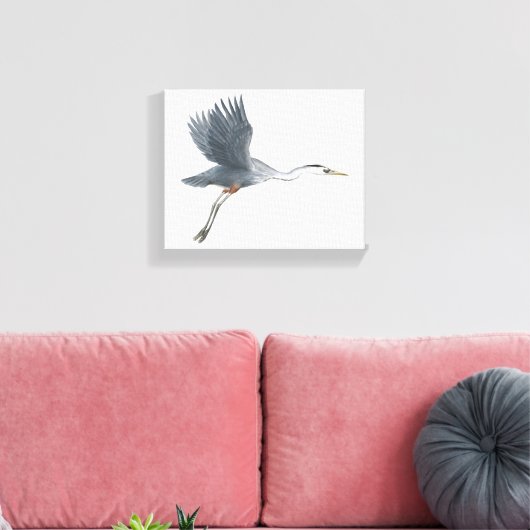 Grote blauwe Heron opstijgen Canvas Print (Insitu (Woonkamer))