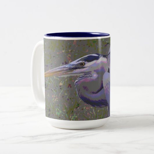 Grote Blauwe Heron-uitdaging Tweekleurige Koffiemok (Voorkant links)