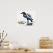 Grote Blauwe Heron Vogelkunst Print Poster (Keuken)