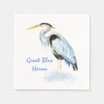 Grote Blauwe Heron Waterverf Vogelkunst Wetlands
