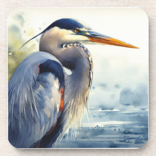 Grote Blauwe Heron Wildlife Wetlands Vogelkunst Na Bier Onderzetter