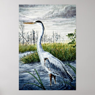 Grote blauwe hert poster