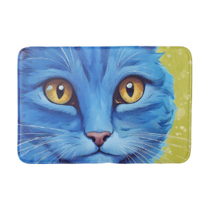 Grote blauwe kat. badmat