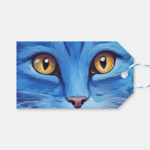 Grote blauwe kat. cadeaulabel