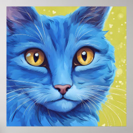 Grote blauwe kat. poster