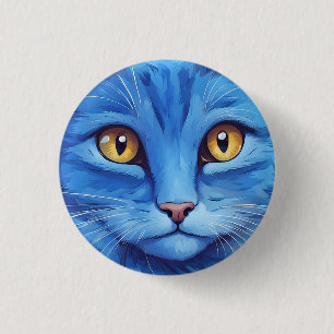 Grote blauwe kat. ronde button 3,2 cm