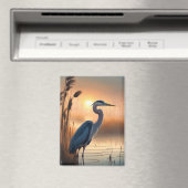 Grote blauwe reiger bij zonsopgang magneet (Insitu (Vaatwasser))