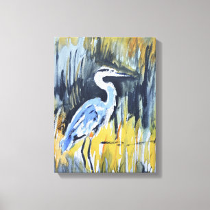 Grote Blauwe Reiger Moeras Expressionist Canvas Afdruk