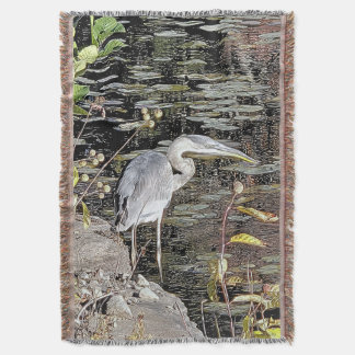 Grote Blauwe Reiger Tapijtstijl Deken