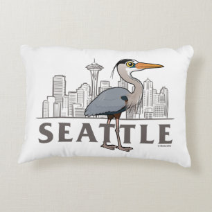 Grote blauwe reiger van Seattle City Bird Accent Kussen