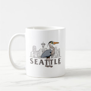 Grote blauwe reiger van Seattle City Bird Koffiemok