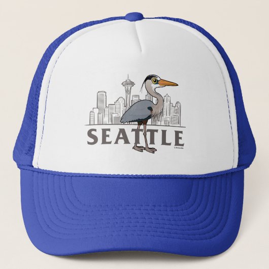 Grote blauwe reiger van Seattle City Bird Trucker Pet (Voorkant)