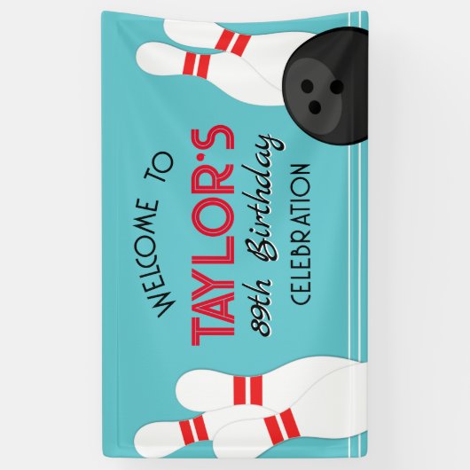 Grote Blauwgroen Blue Bowling Verjaardagsbanner Spandoek (Verticaal)