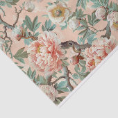 Grote Bleke Roze en Ivoren Peony Branch Pattern Tissuepapier (Detail)