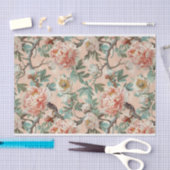 Grote Bleke Roze en Ivoren Peony Branch Pattern Tissuepapier (Craft)