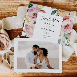 Grote Bloemen Foto Save the Date Kaart Aankondigin