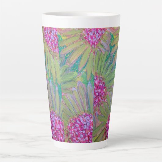 Grote Bloemen Latte Cup Latte Mok (Voorkant)