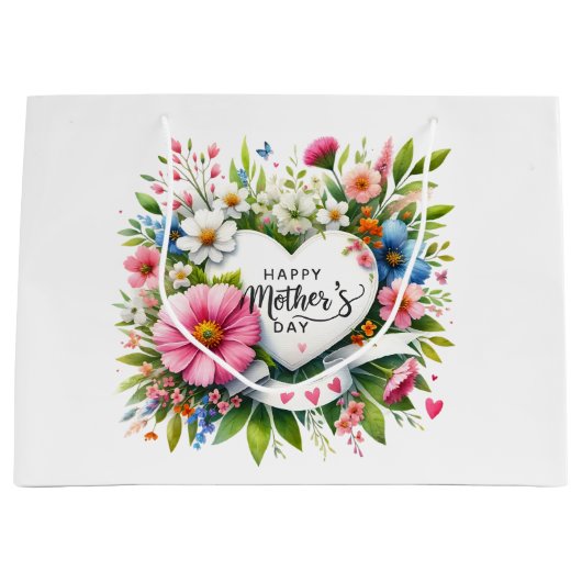 Grote Bloemen Moederdag Gift Bag Groot Cadeauzakje (Voorkant)
