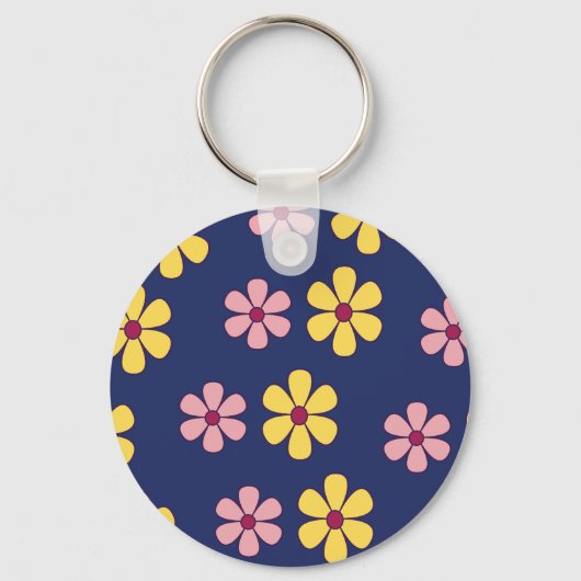 Grote bloemen patroon bevestigen sleutelhanger (Voorkant)