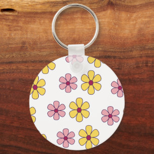 Grote bloemen patroon bevestigen sleutelhanger