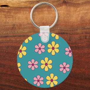 Grote bloemen patroon bevestigen sleutelhanger