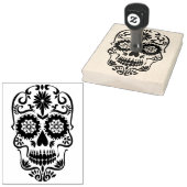 Grote bloemsuiker schedel 	rubberstempel (Gestempeld)
