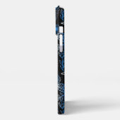 Grote bloesem blauwe gepersonaliseerde naam iPhone hoesje (Linkerkant)