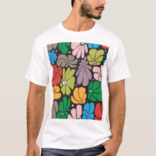 Grote bloesems retro bloemennaadloos t-shirt