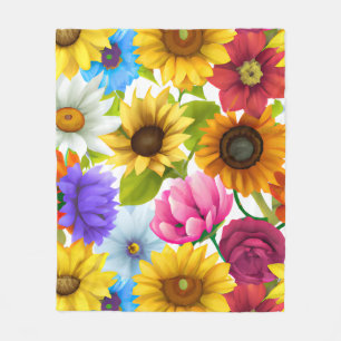 Grote blote botanische kleurrijke bloemen fleece deken