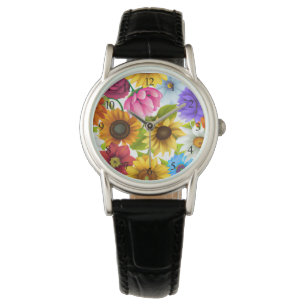 Grote blote botanische kleurrijke bloemen horloge