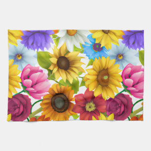 Grote blote botanische kleurrijke bloemen theedoek