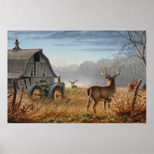 Grote Bok Hert Gevecht Op De Boerderij Poster
