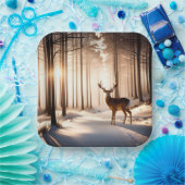 Grote bok in het winterbos papieren bordje (Feest)