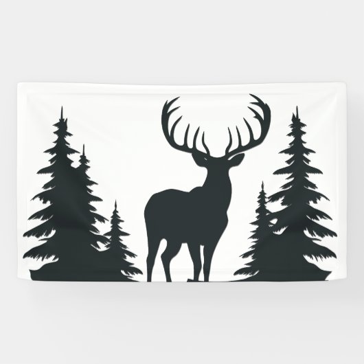 Grote bok tussen pijnbomen vector spandoek (Horizontaal)