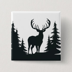 Grote bok tussen pijnbomen vector  vierkante button 5,1 cm