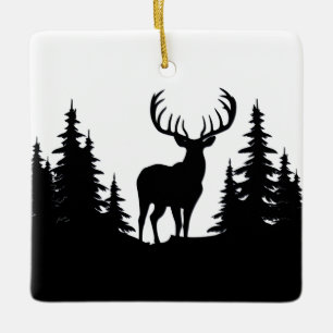 Grote bok tussen pijnboom Vector Keramisch Ornament