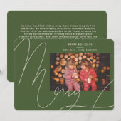 Grote Bold Fun Olive Groen Script Vrolijke vakanti Feestdagenkaart (Voorkant / Achterkant)