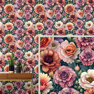 Grote Bold & Mooie Roze Mauve Sinaasappel Cream Behang