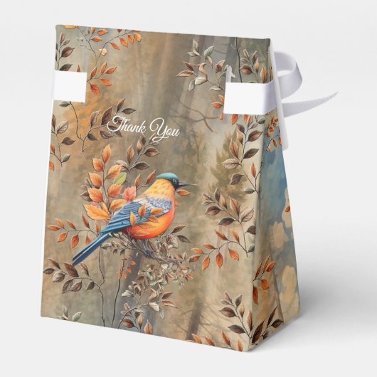 Grote bomen, Herfstbladeren & Blauwvogels. Bedankdoosjes (Achterkant)