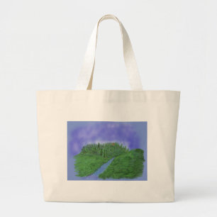 Grote boodschappentas met heuvel en beek tote bag