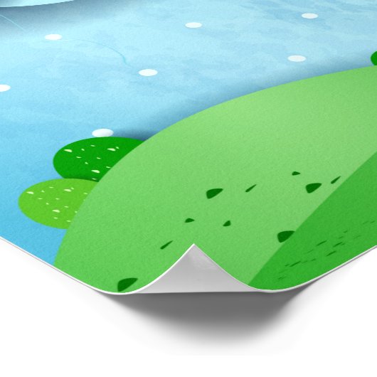 Grote boom en vliegende vissen poster (Hoek)