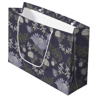 Grote botanische patroon in vintage stijl in blauw groot cadeauzakje