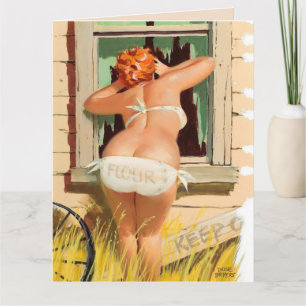 GROTE BOTTOMED VROUWENKUNST DIE ZEGT HALLO KAART