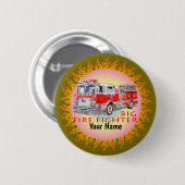 Grote Brandweerman pin Ronde Button 5,7 Cm (Voorkant /achterkant)