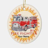 Grote brandweerwagen brandweerman ornament (Links)
