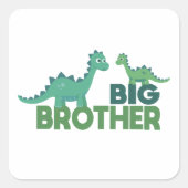 Grote broer dinosaur cartoon diersibling  vierkante sticker (Voorkant)