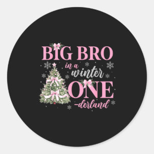 Grote Broer In Een Winter Onederland Verjaardagsme Ronde Sticker
