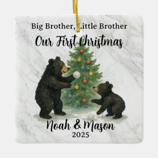 Grote Broer Kleine Broer Beer Op Maat Gemaakte Ker Keramisch Ornament