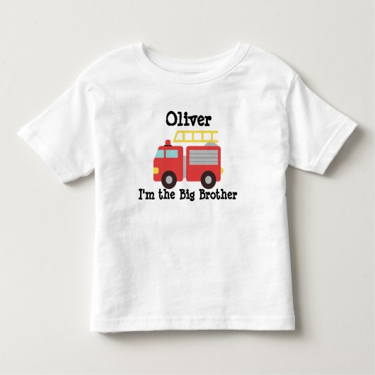 Grote Broer Op Maat Gemaakte Rode Brandweerwagen B Kinder Shirts (Voorkant)