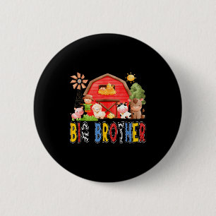 Grote Broer Rode Boerderij Koe Verjaardag Jongen M Ronde Button 5,7 Cm